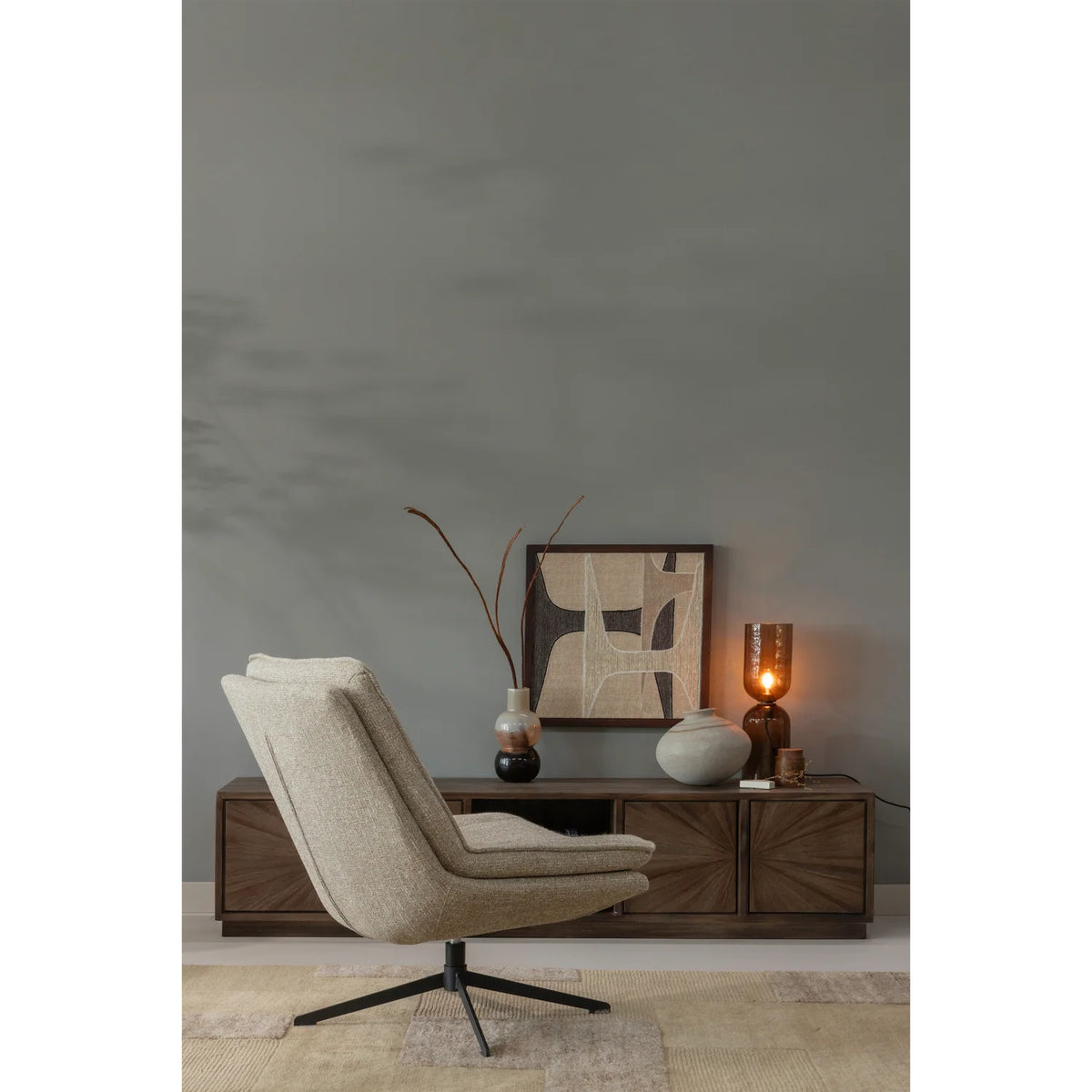 
Swivel Armchair "Milaro" - Beige Marl