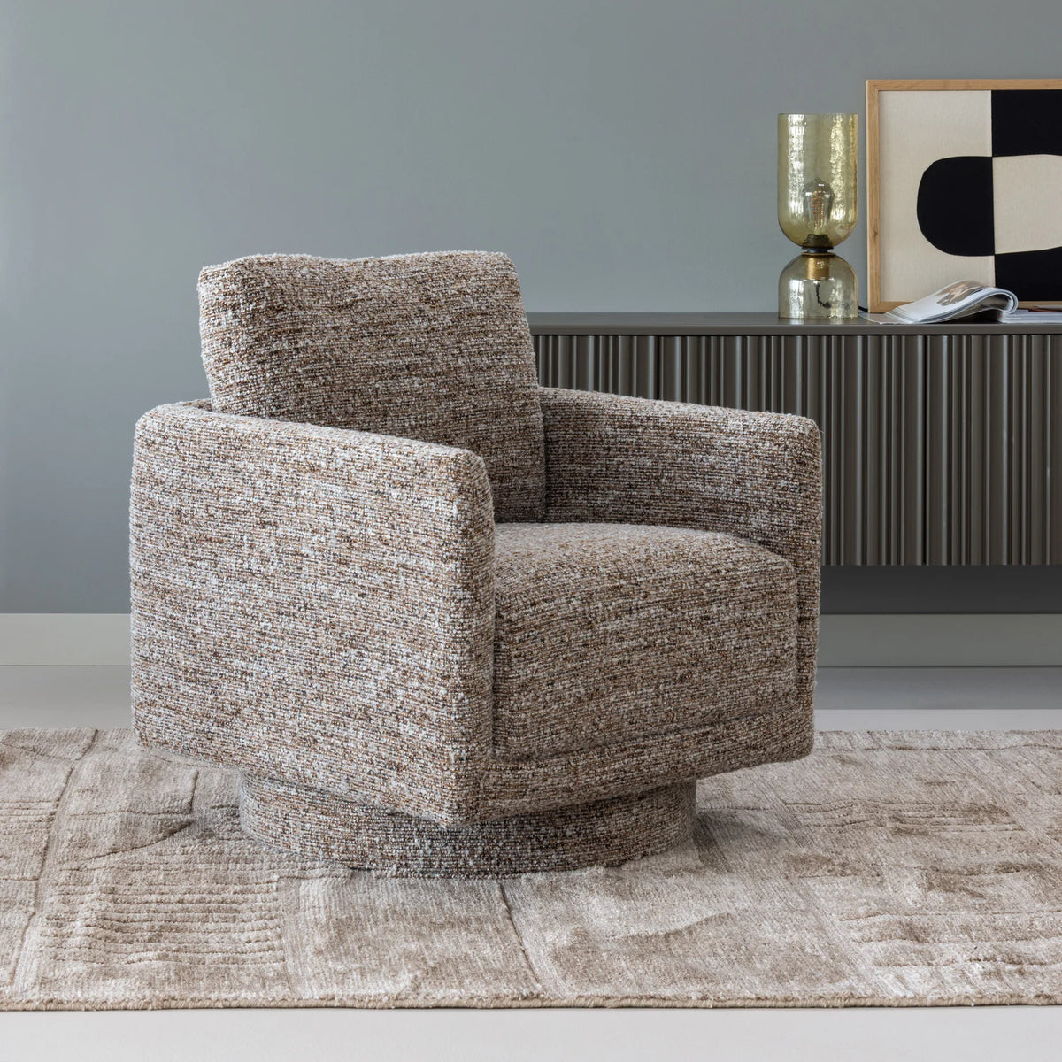 
Swivel Design Armchair "Oska" - Brown Marl
