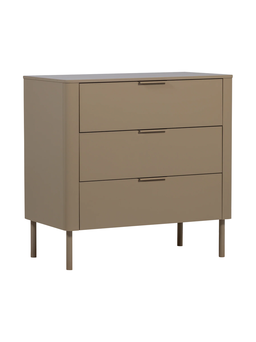 
Designer Chest of Drawers "Gunaro" made of Sustainable Solid Wood - Taupe matte