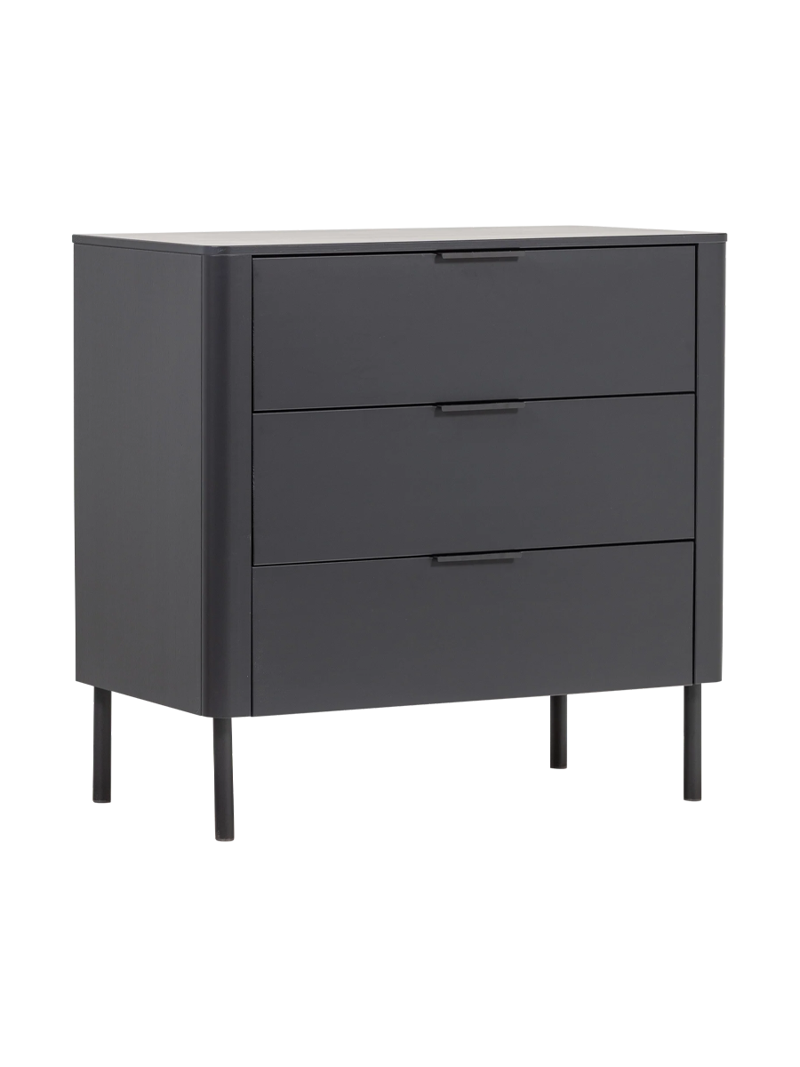 
Designer Chest of Drawers "Gunaro" made of Sustainable Solid Wood - Matte black
