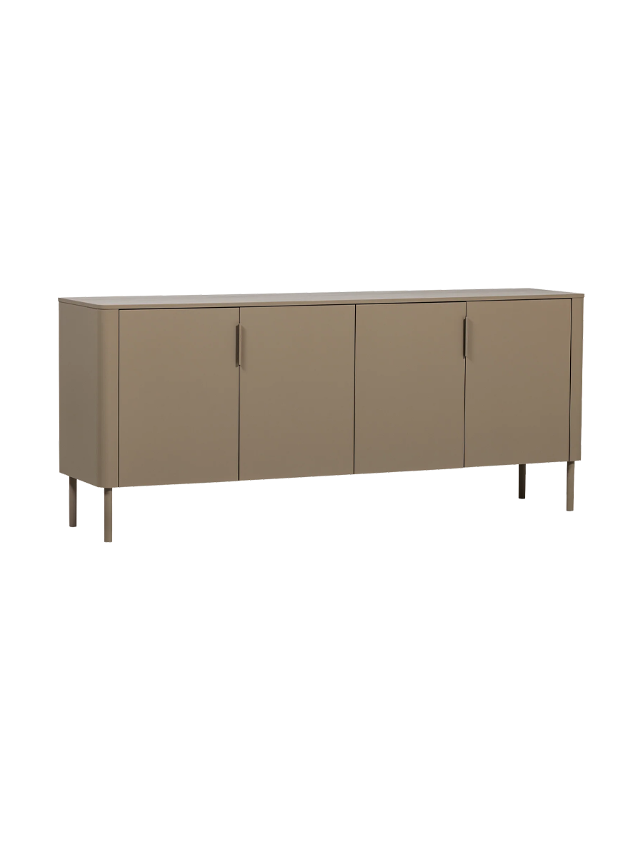 
Design Sideboard „Gunaro“ aus nachhaltigem Massivholz - Taupe matt