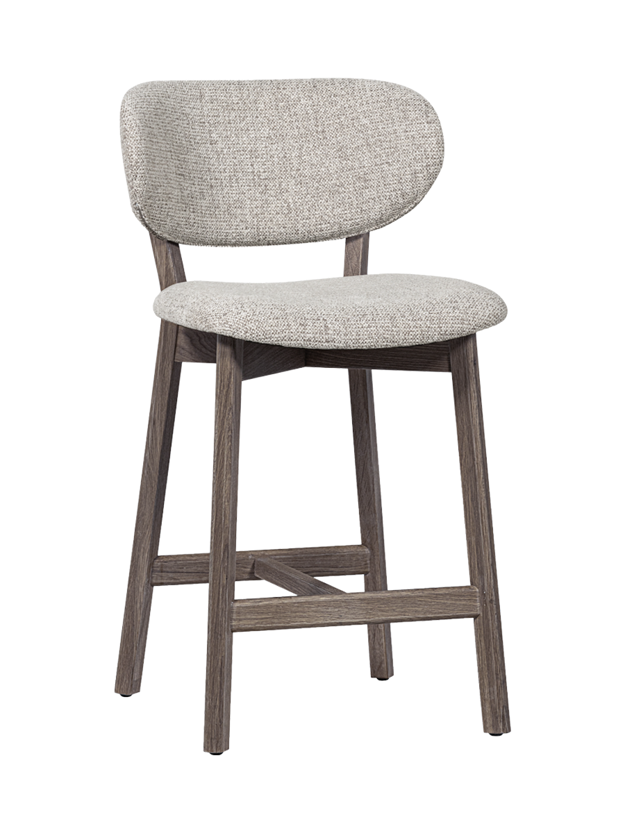 
Massivholz Design Barstuhl „Udaro“ - Eichenholz Dunkel/Beige