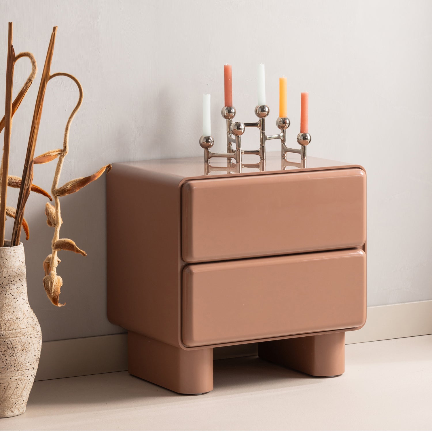 
"Lustra" Designer Side & Nightstand - Rose pink