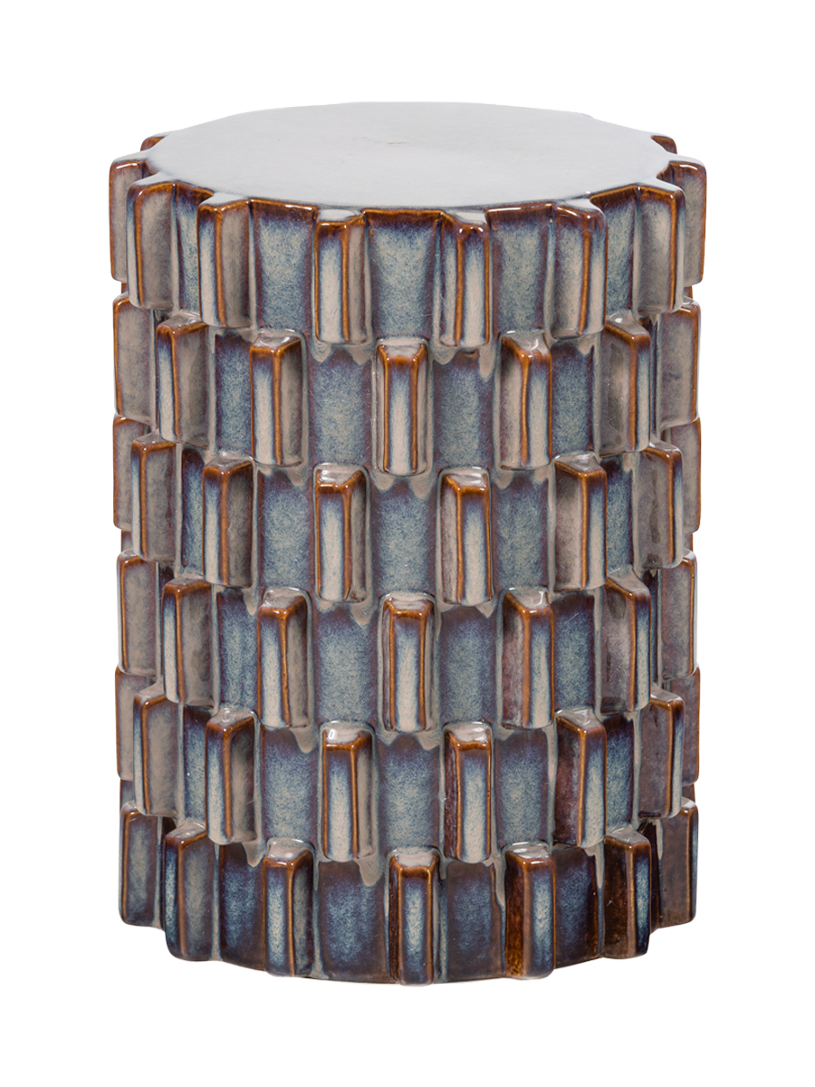 
"Axu" Designer Ceramic Side Table - Grey-blue