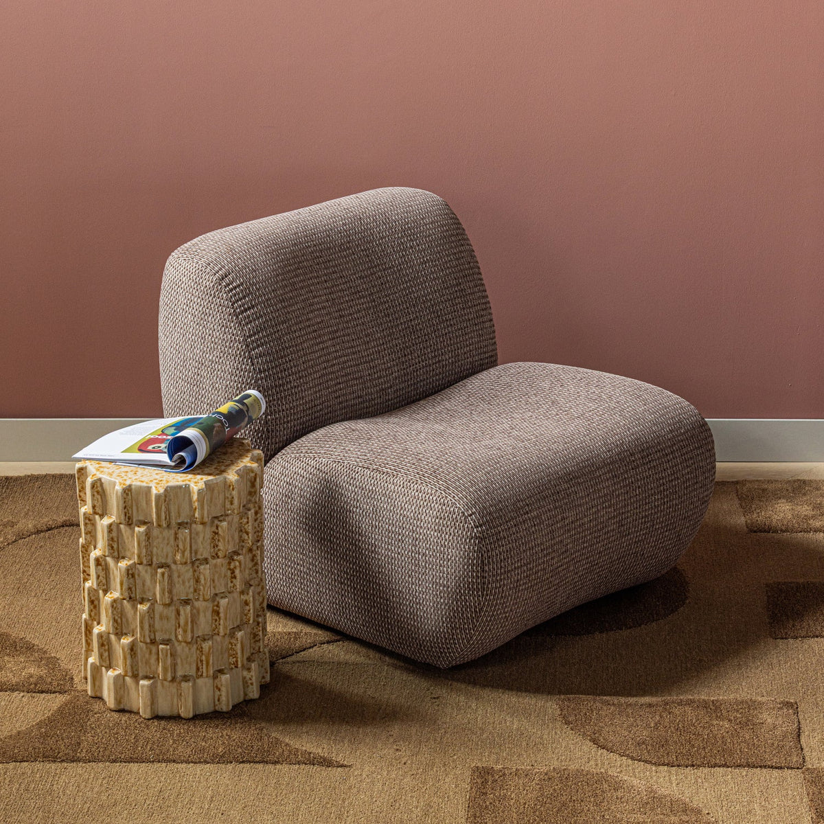 
"Axu" Designer Ceramic Side Table - Sand