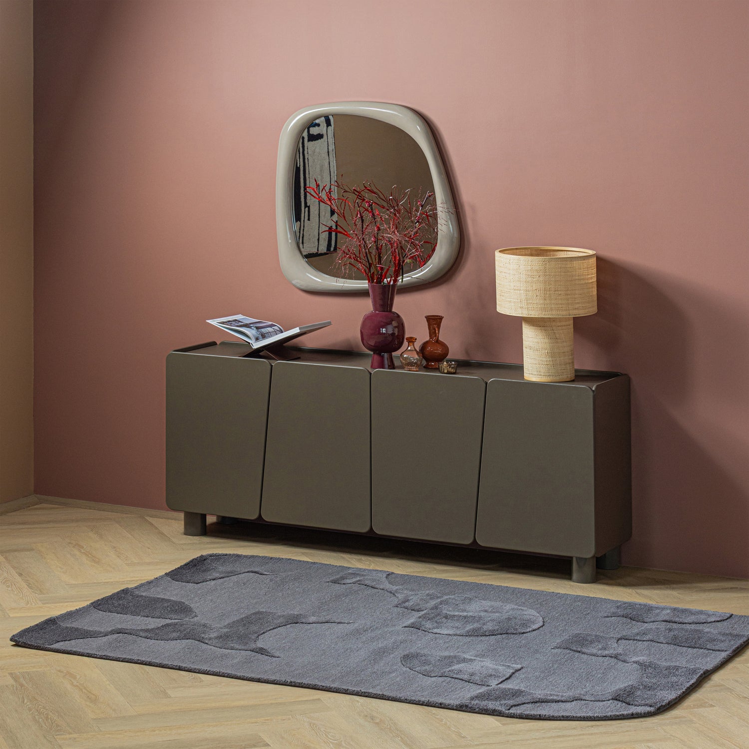 
Tapis design asymétrique "Livo" - 170 x 240 cm - Gris
