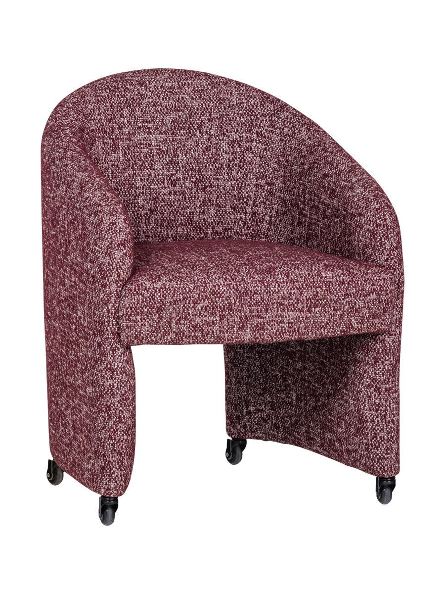 
Fauteuil design de haute qualité « Cordo » à roulettes - Mélange rouge bordeaux
