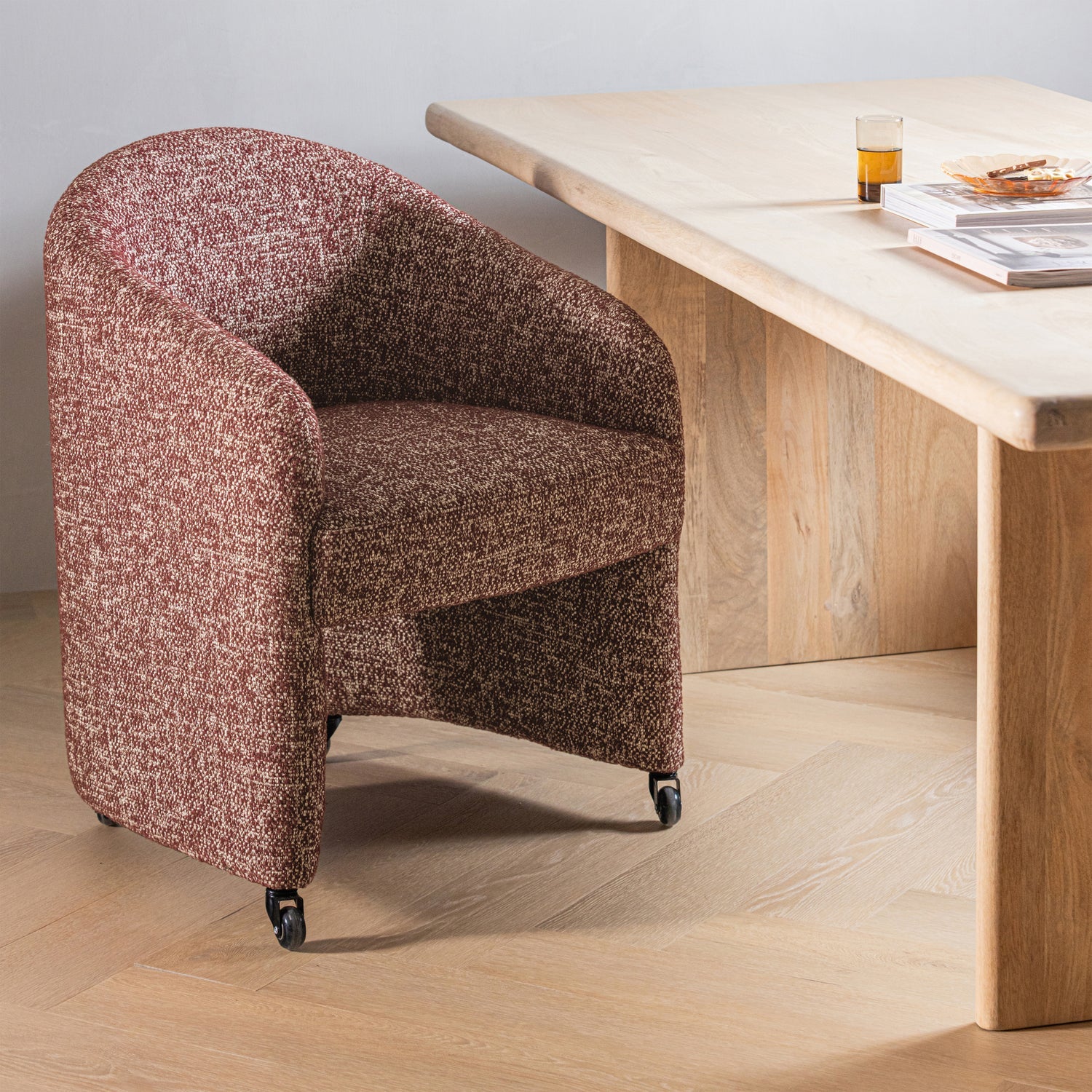 
Fauteuil design de haute qualité « Cordo » à roulettes - Mélange rouille