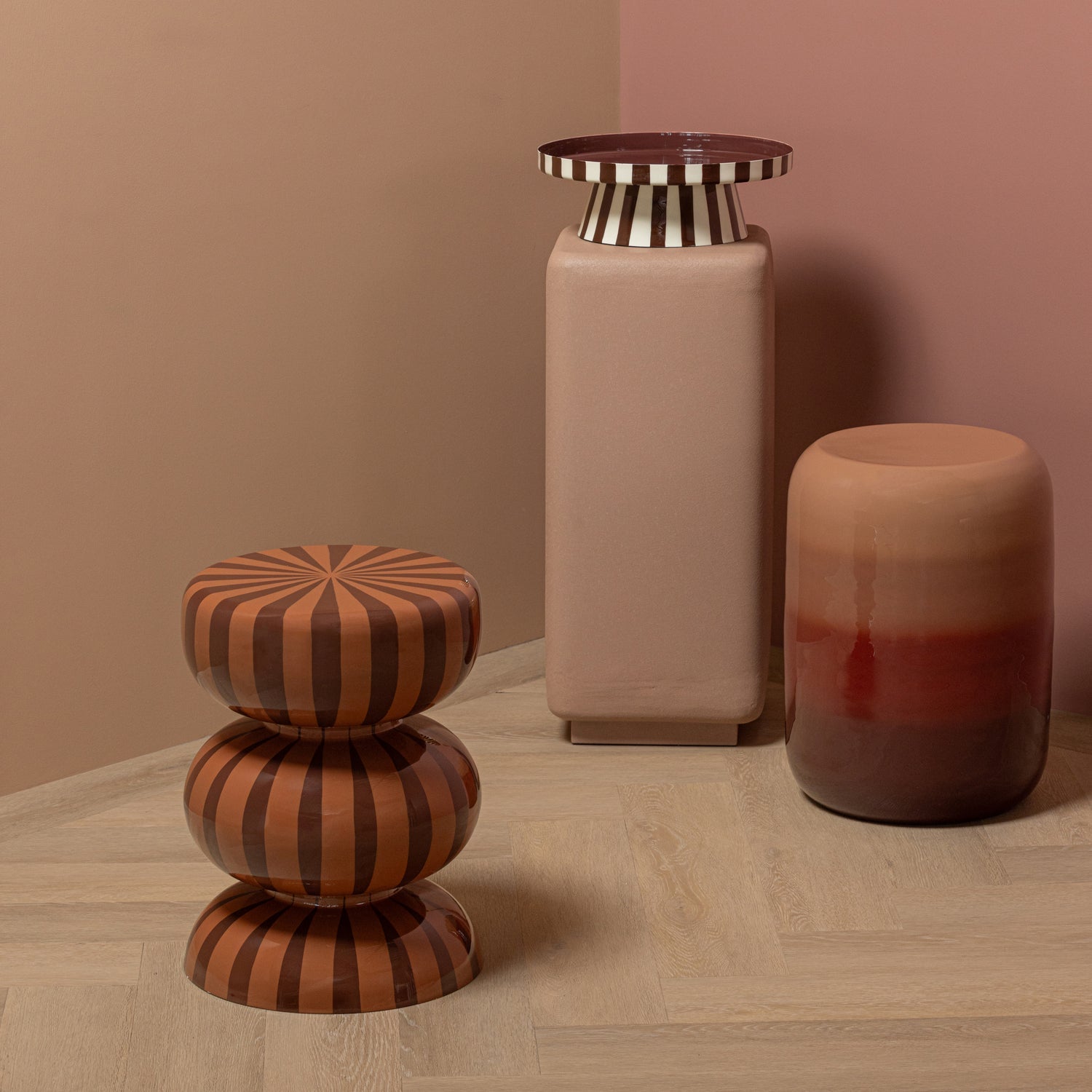 
Colonne design décorative et florale « Luen » - Rose poudré