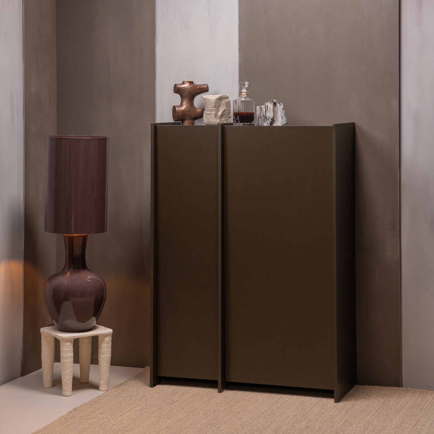 
Design Highboard „Brocky“, 2-türig - Mittelbraun