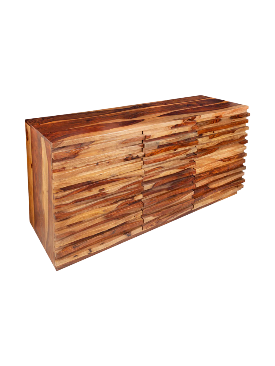 
Massivholz Sideboard „Relief“ - Sheesham Natur