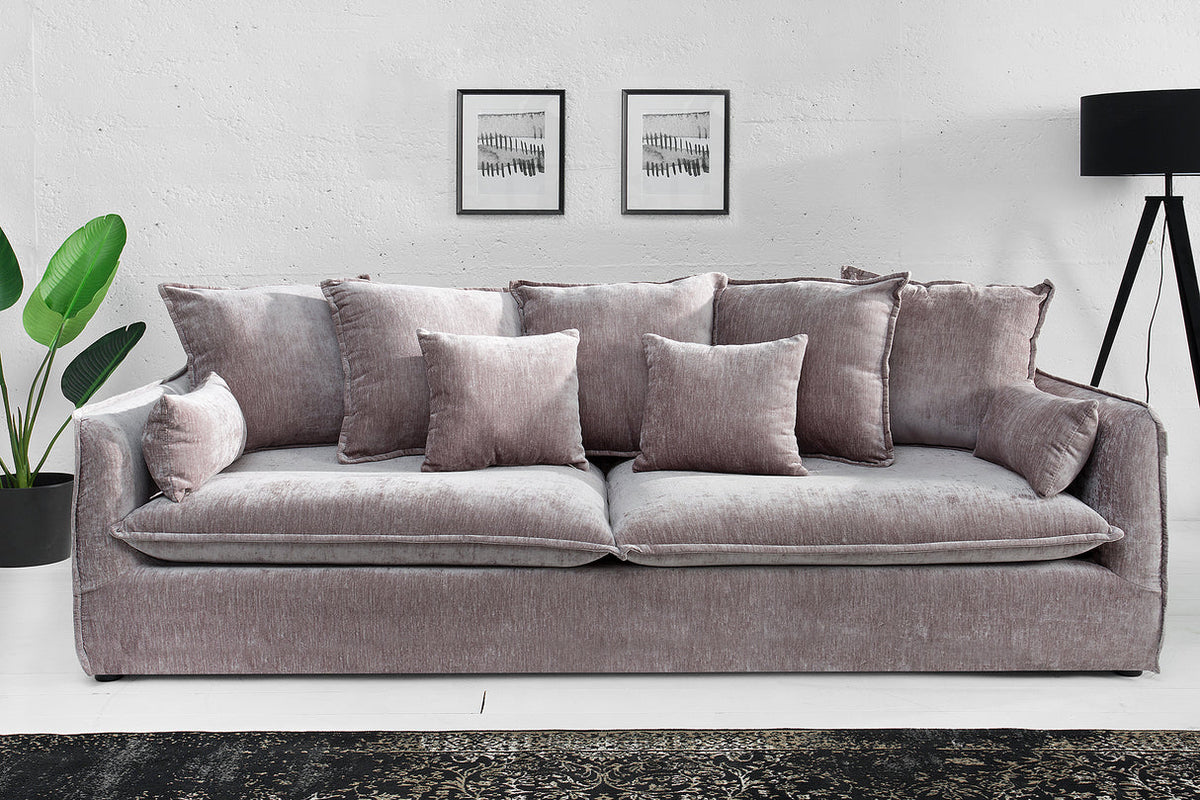 
Grand canapé design 3 places « Lord » avec housses amovibles - Velours taupe