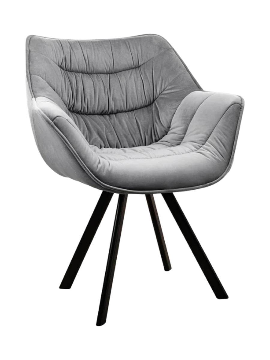 
Poltrona di design con braccioli “Dutch” con rivestimento in velluto - Grigio