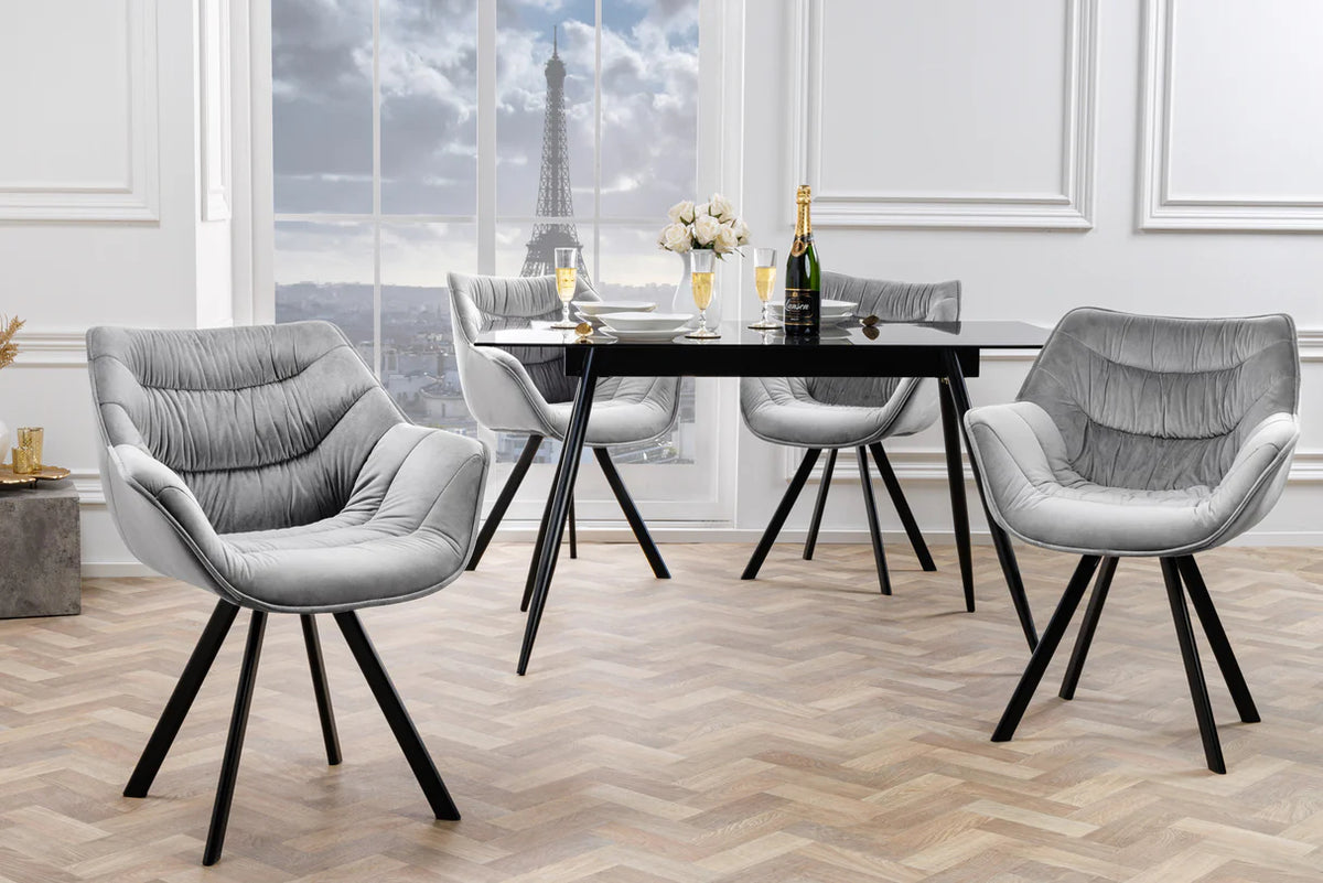 
Poltrona di design con braccioli “Dutch” con rivestimento in velluto - Grigio