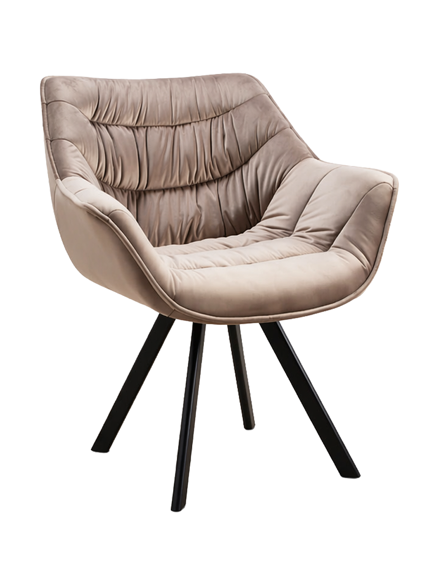 
Poltrona di design con braccioli “Dutch” con rivestimento in velluto - Greige
