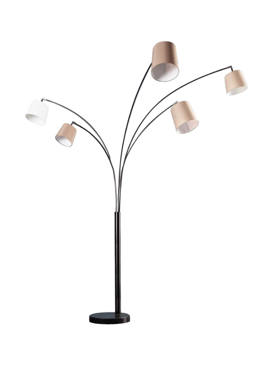 
Flexible Design Floor Lamp "Levels" with Marble Base - White/Beige/Brown