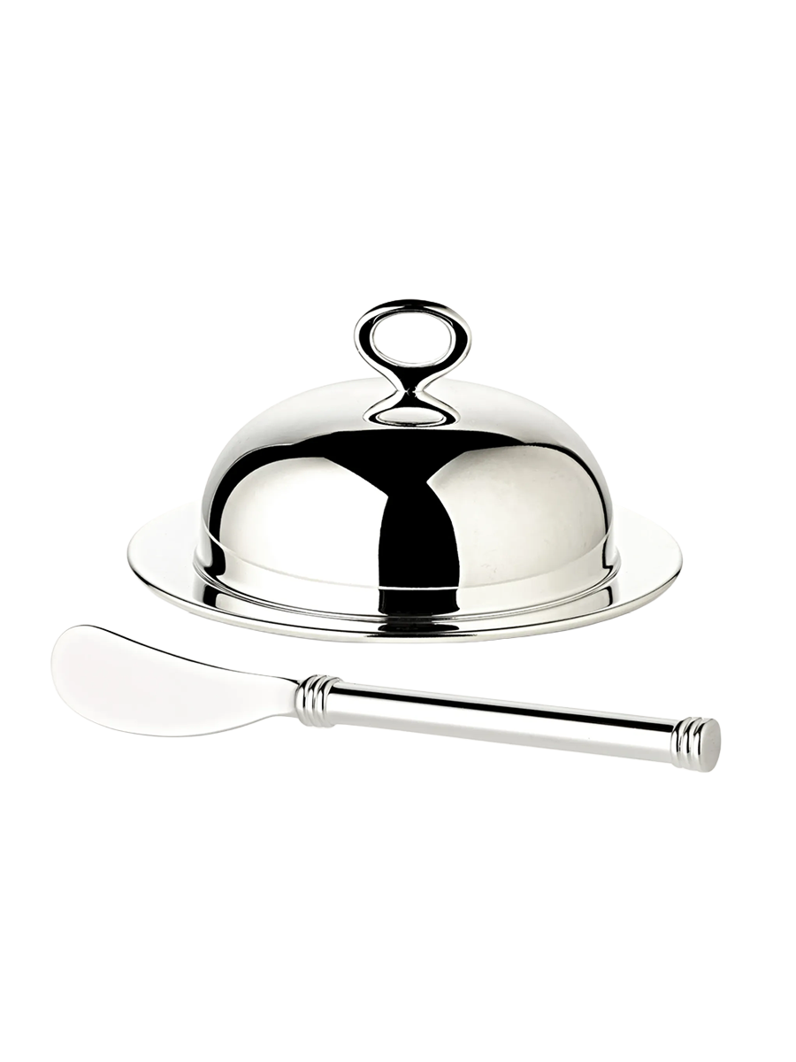 
Premium Butter Dish "Jago" incl. Butter Knife - elegantly silver-plated and tarnish-protected