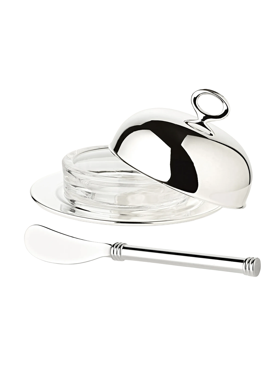 
Premium Butter Dish "Jago" incl. Butter Knife - elegantly silver-plated and tarnish-protected