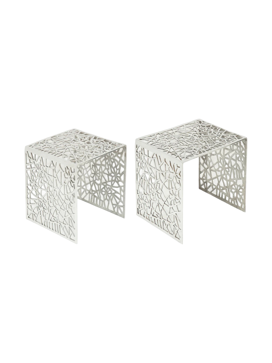 
2-piece set of "Abstract" side tables - Silver