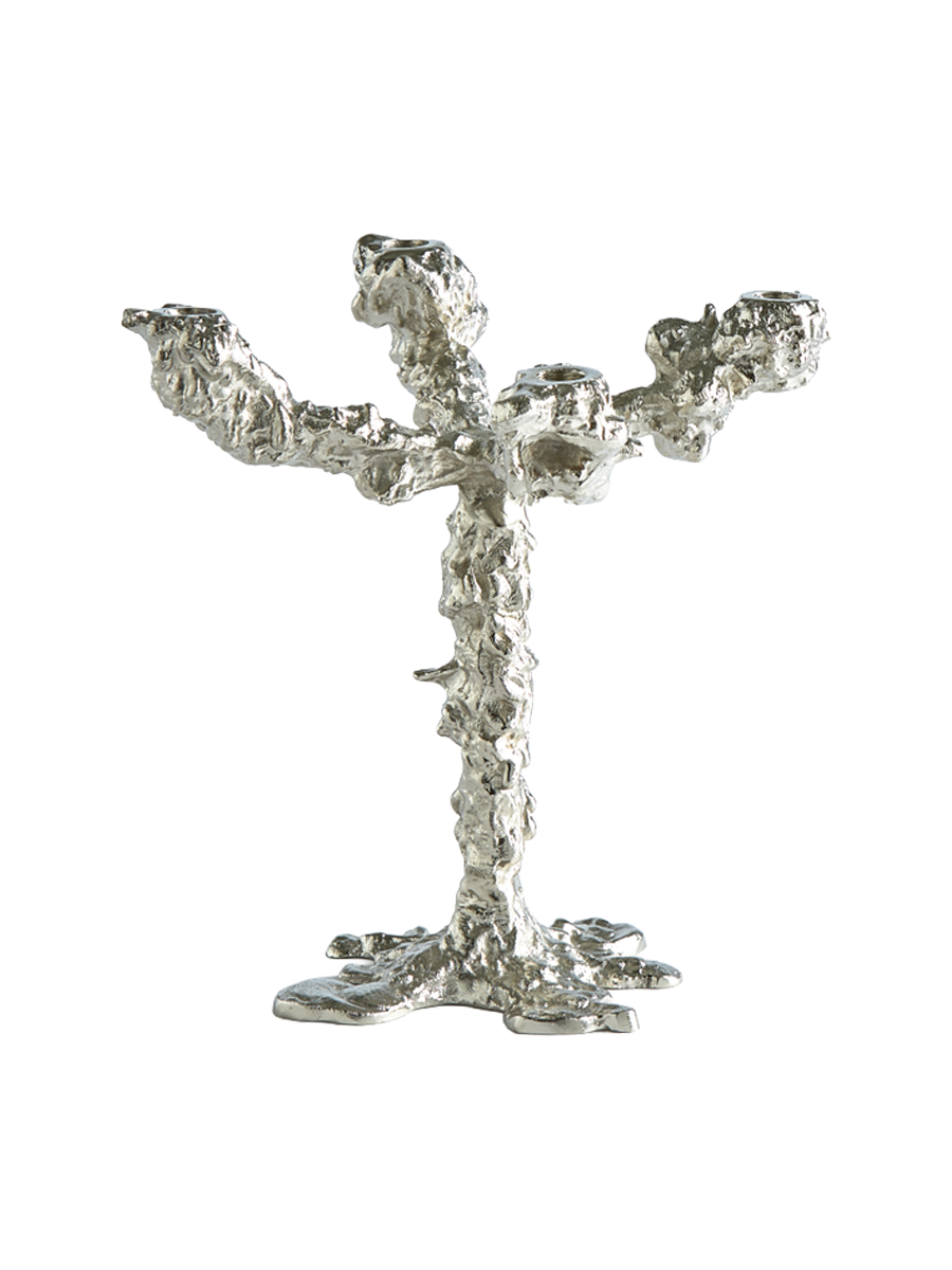 
Designer Candle Holder "Drip," 4-Arm - Dark grey