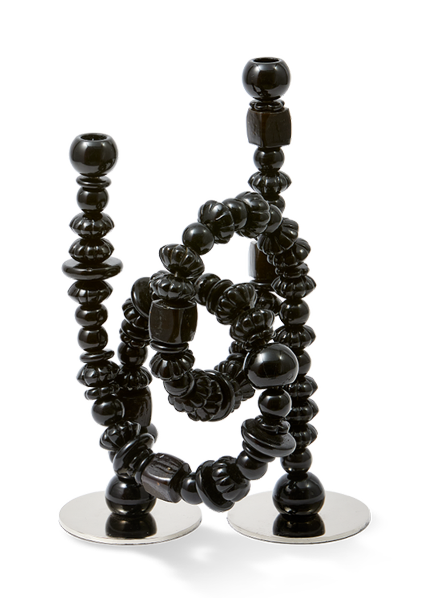 
Grande portacandele di design „Beads“ - Nero