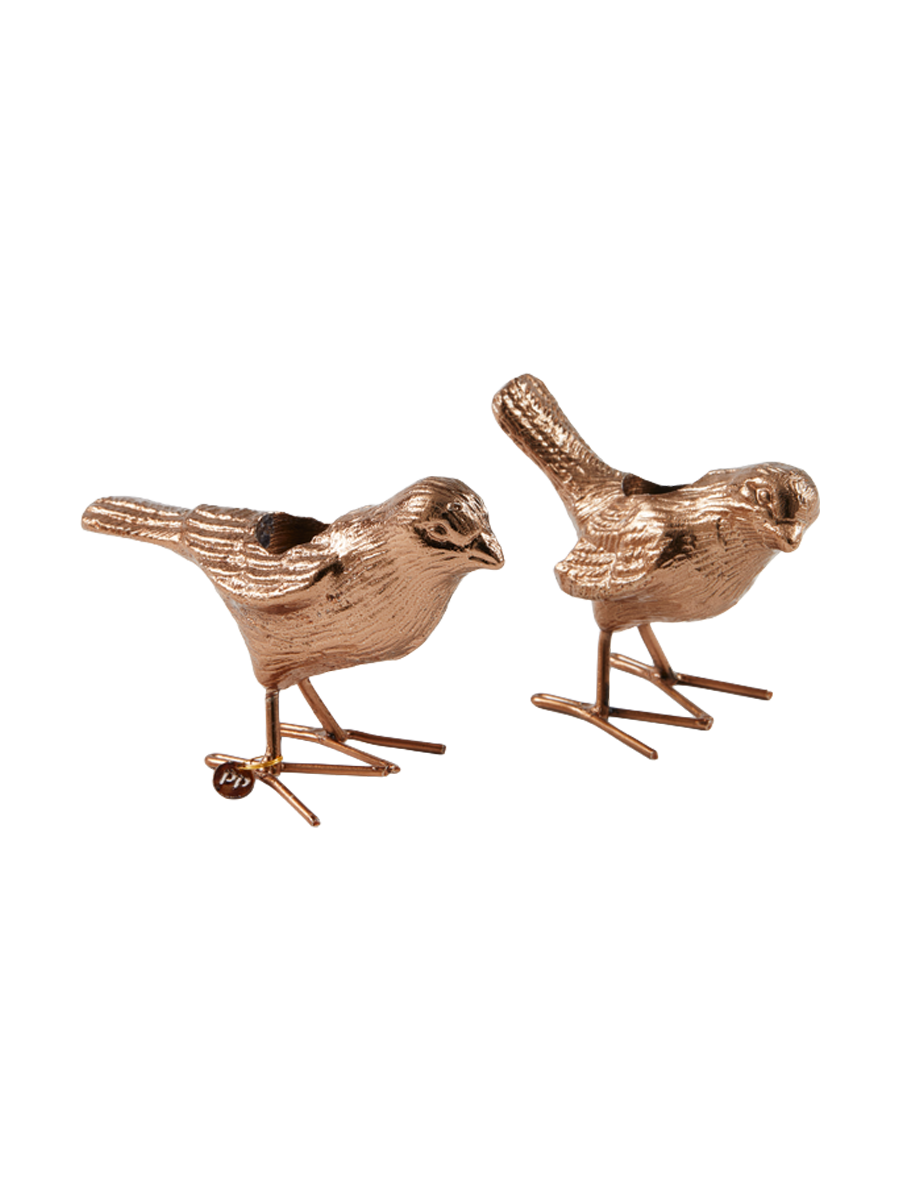 
Designer Taper Candle Holder "Flock of Birds," Set of 2 - Rose gold
