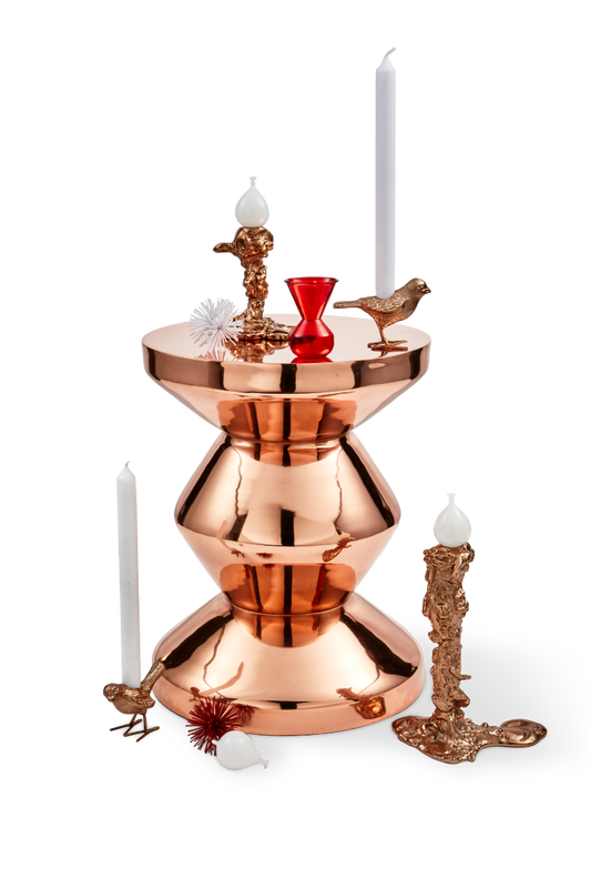 
Designer Taper Candle Holder "Flock of Birds," Set of 2 - Rose gold