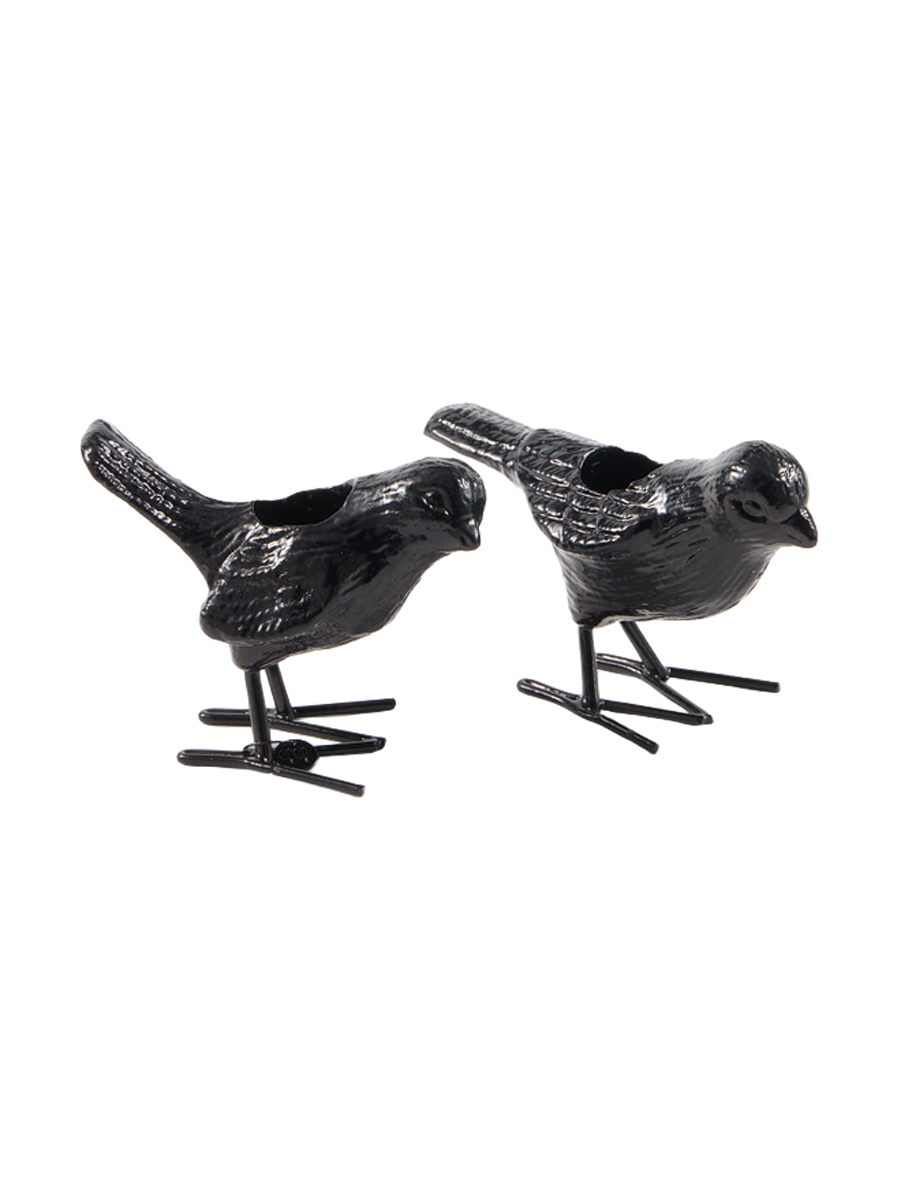 
Designer Taper Candle Holder "Flock of Birds," Set of 2 - Black