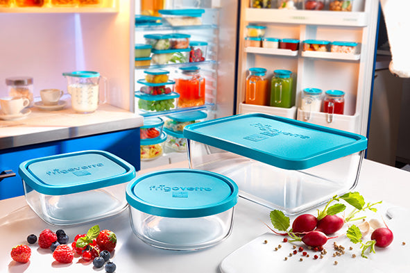 
Set of 3 "Frigoverre" Glass Food Storage Bowls