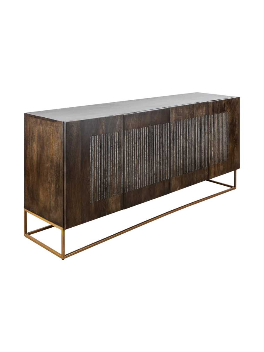 
Massivholz Sideboard „Onyx“ mit Achatstein veredelt