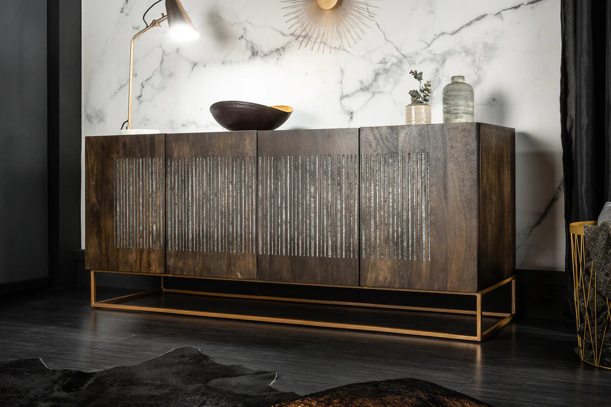 
Massivholz Sideboard „Onyx“ mit Achatstein veredelt