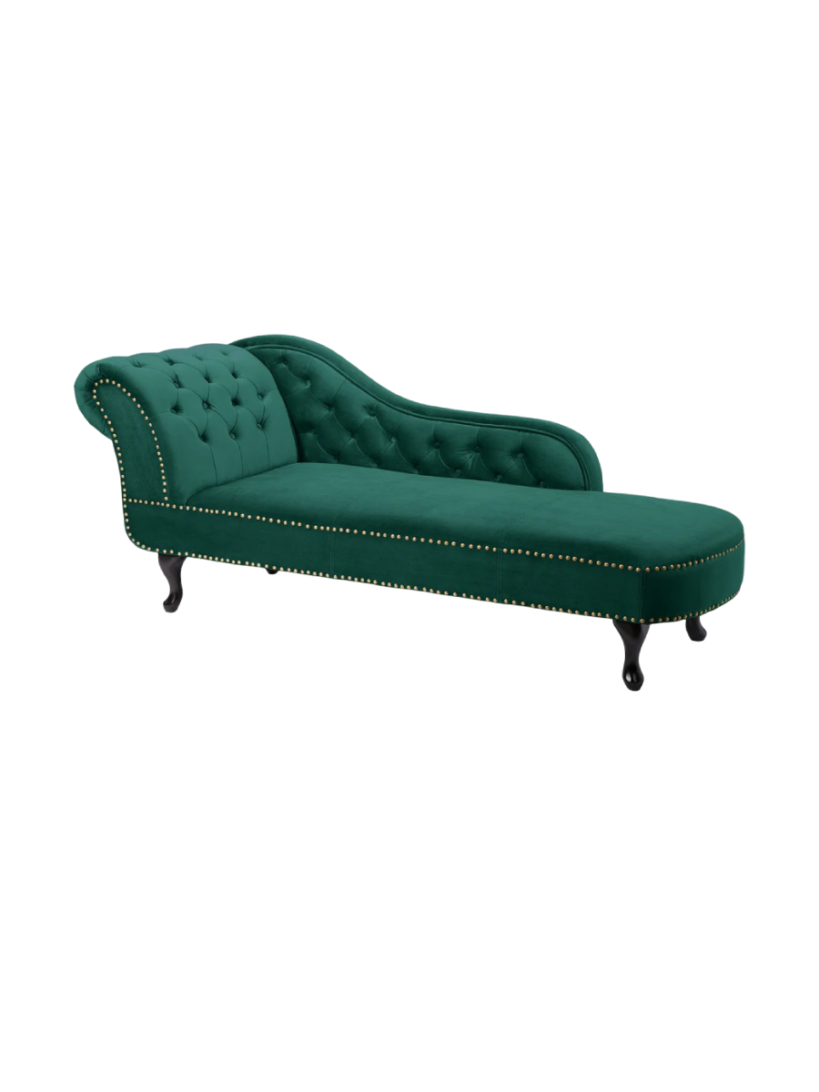
Récamière/Chaise longue « New Chesterfield » - Velours vert émeraude