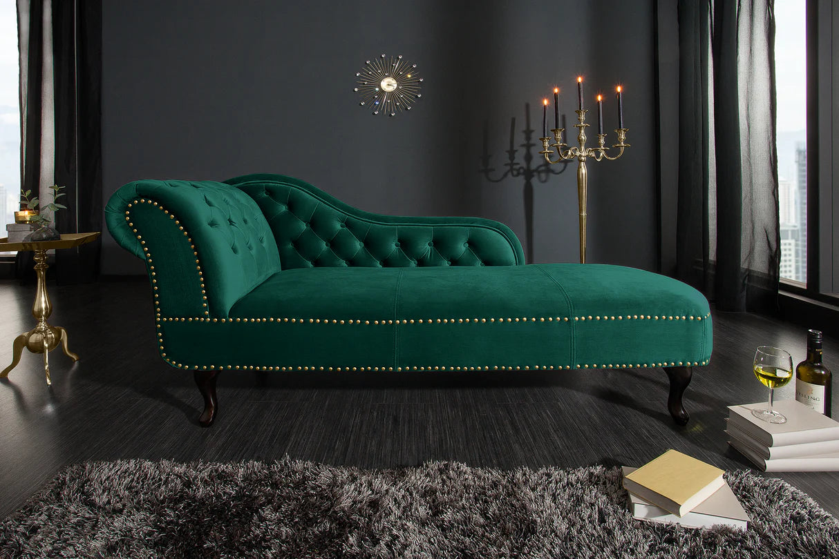 
Récamière/Chaise longue « New Chesterfield » - Velours vert émeraude