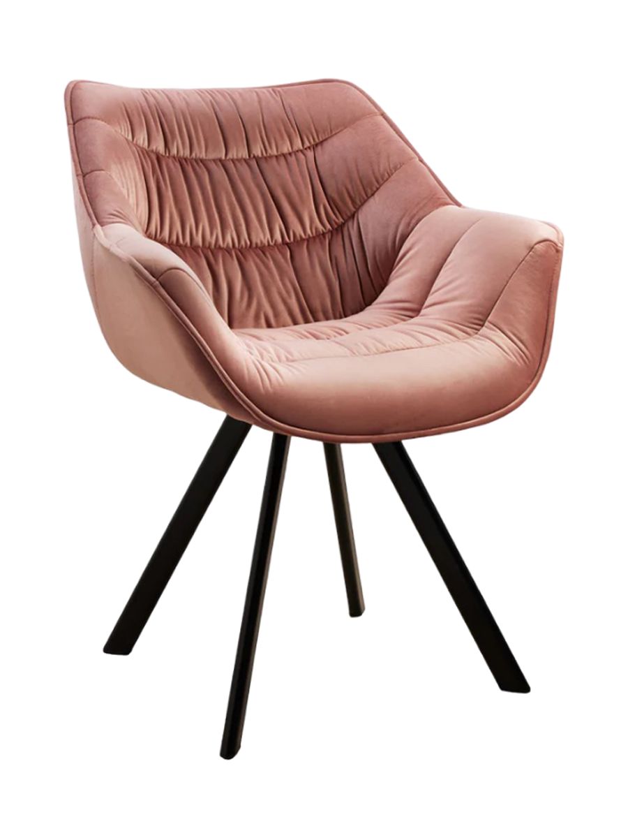 
Poltrona di design con braccioli “Dutch” con rivestimento in velluto - Rosa antico