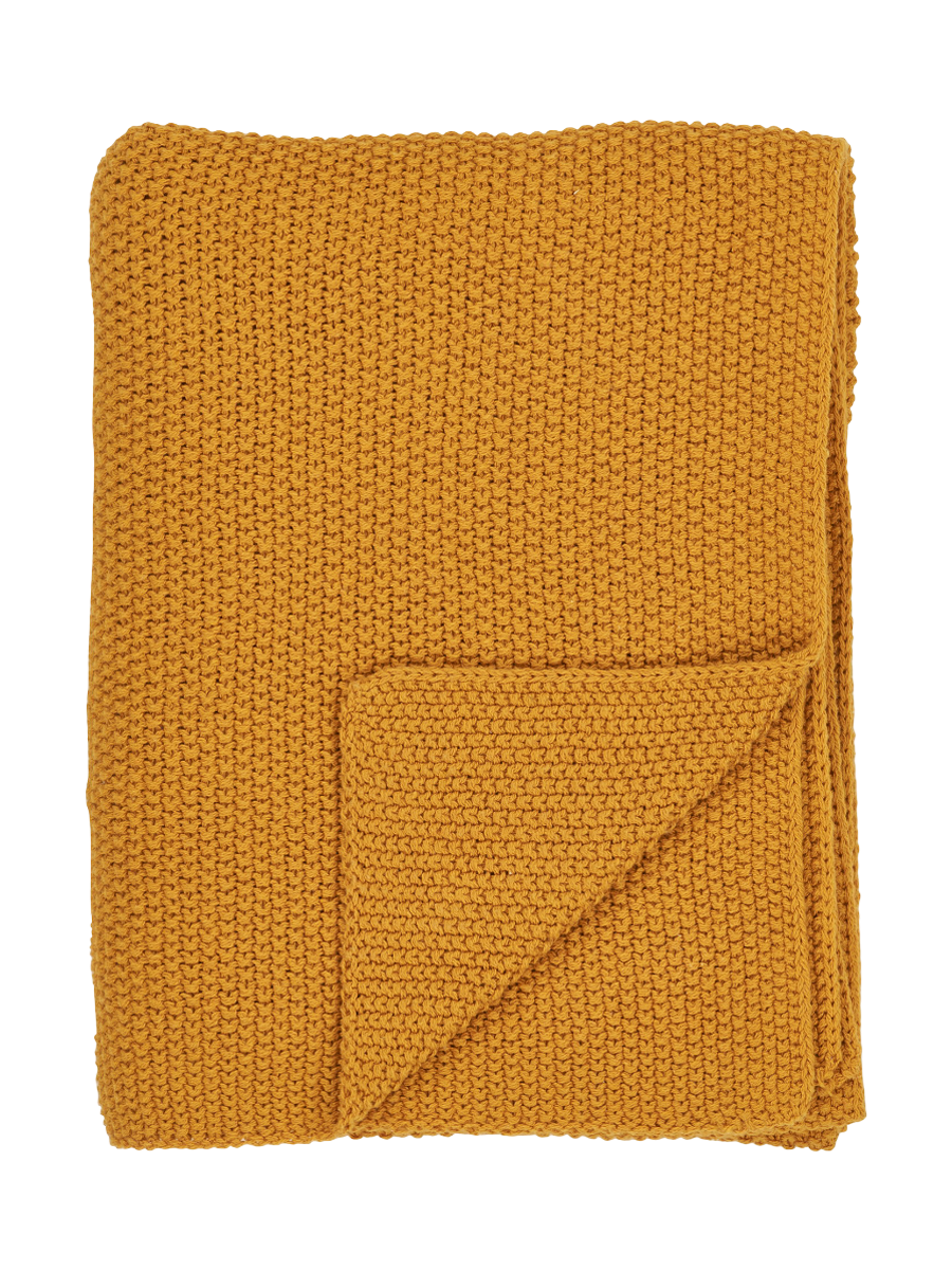 
Design Tagesdecke „Santos“ aus recycelter Baumwolle - Ocker