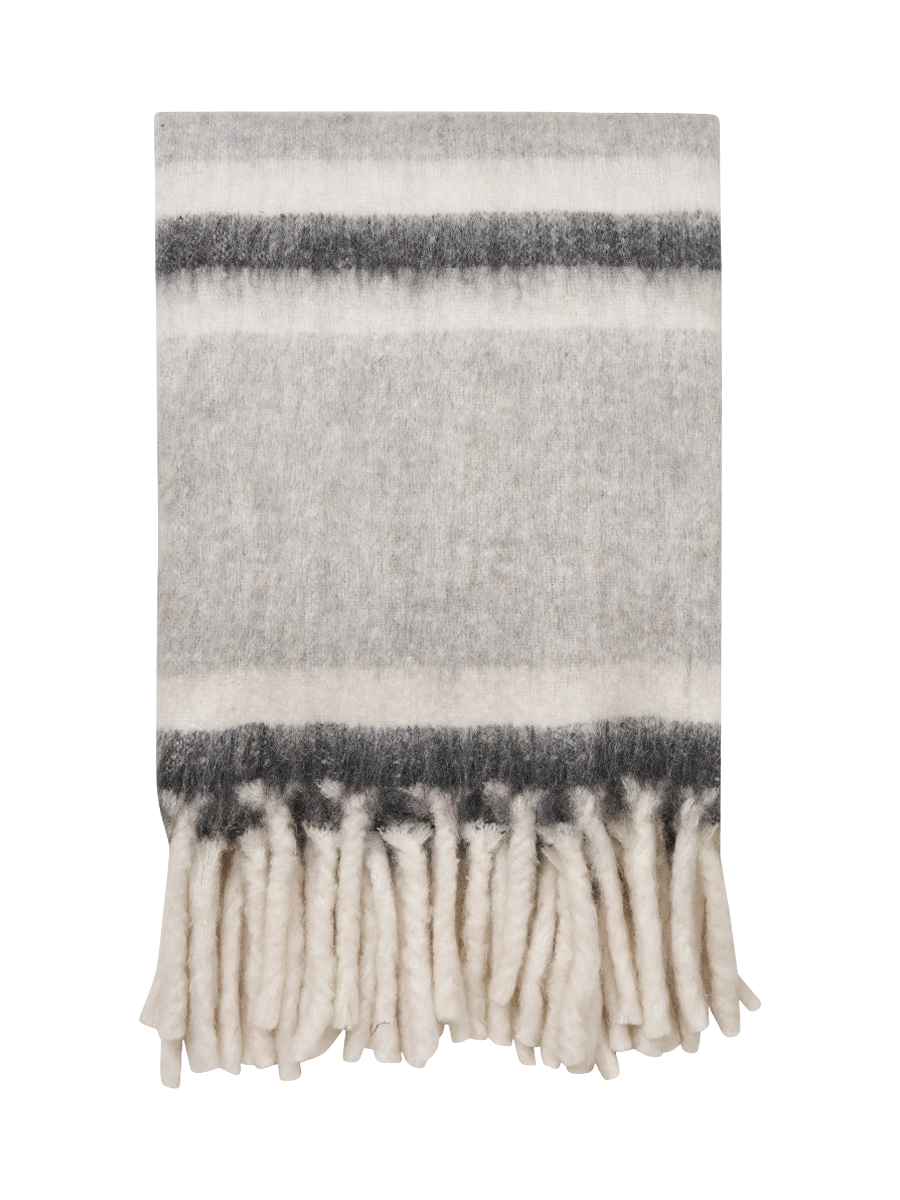 
Plaid en laine design « Carmel » - Gris / Blanc