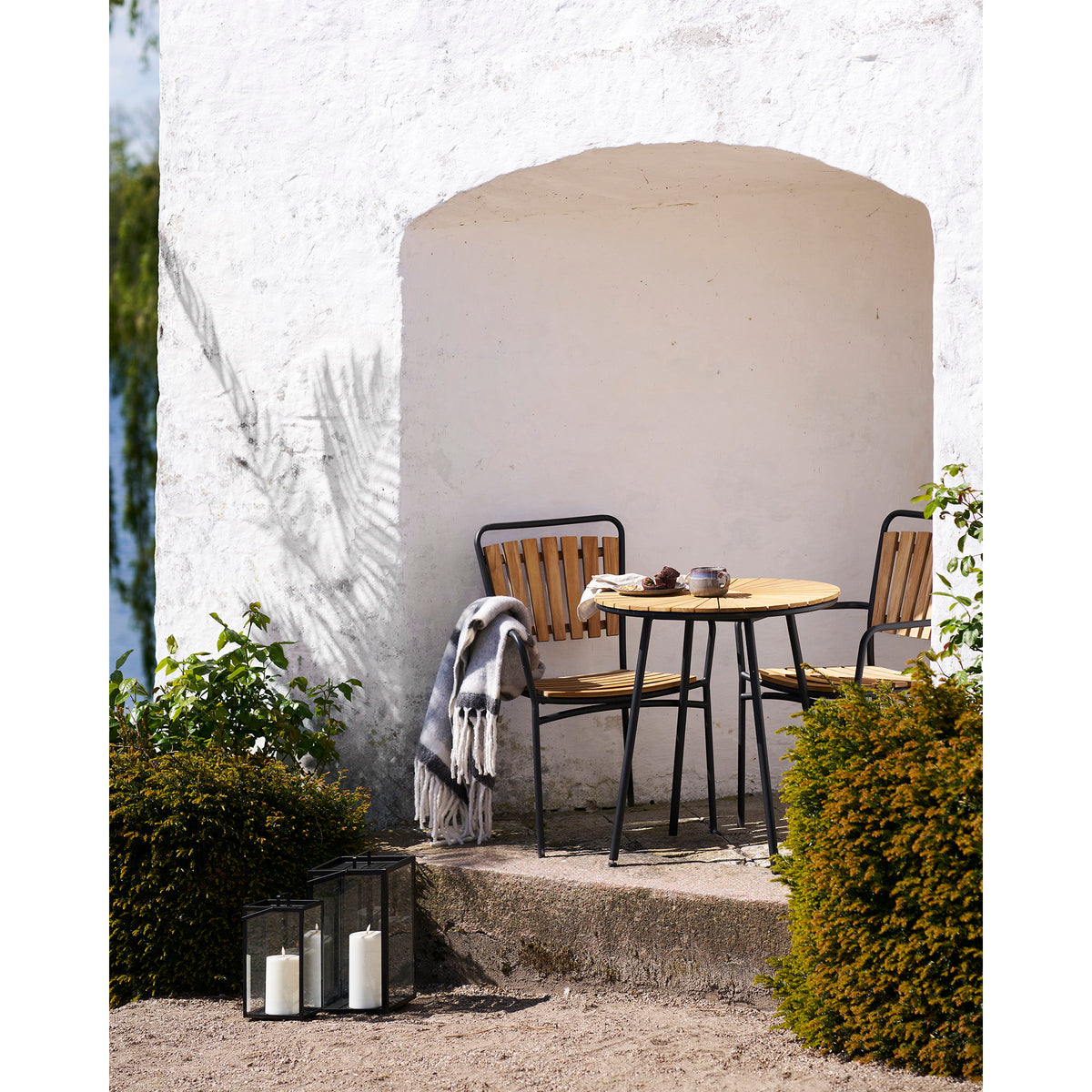 
Plaid en laine design « Carmel » - Gris / Blanc