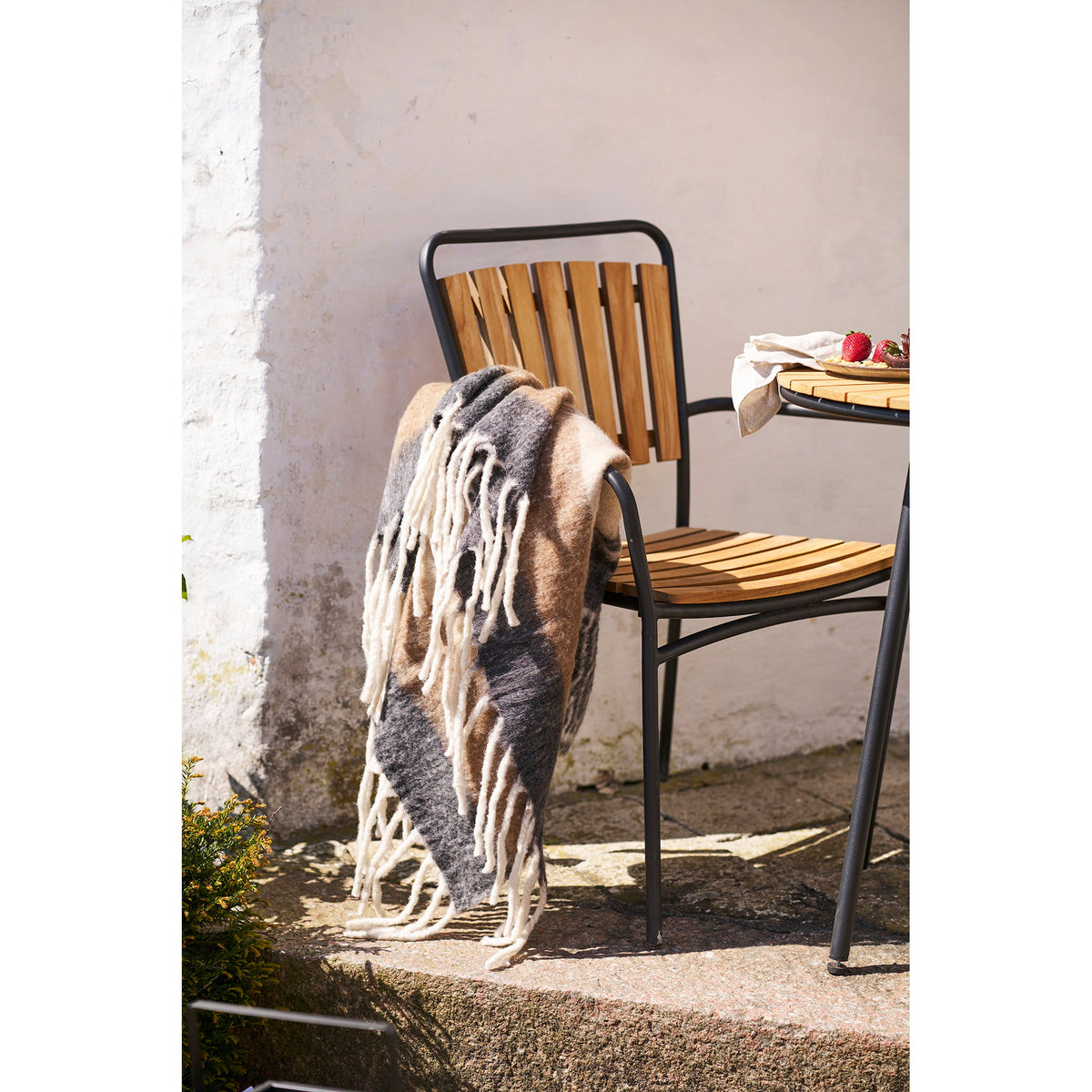 
Plaid en laine design « Carmel » - Noir / Marron / Beige