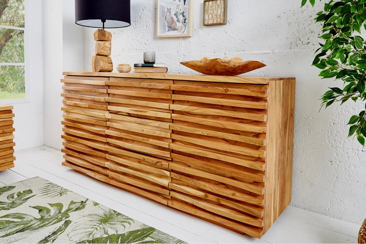 
Massivholz Sideboard „Relief“ - Akazie Natur