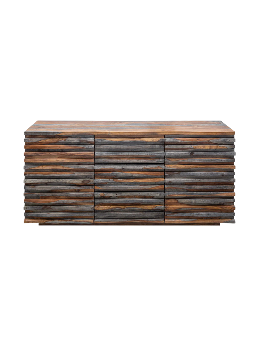 
Massivholz Sideboard „Relief“ - Sheesham Smoke