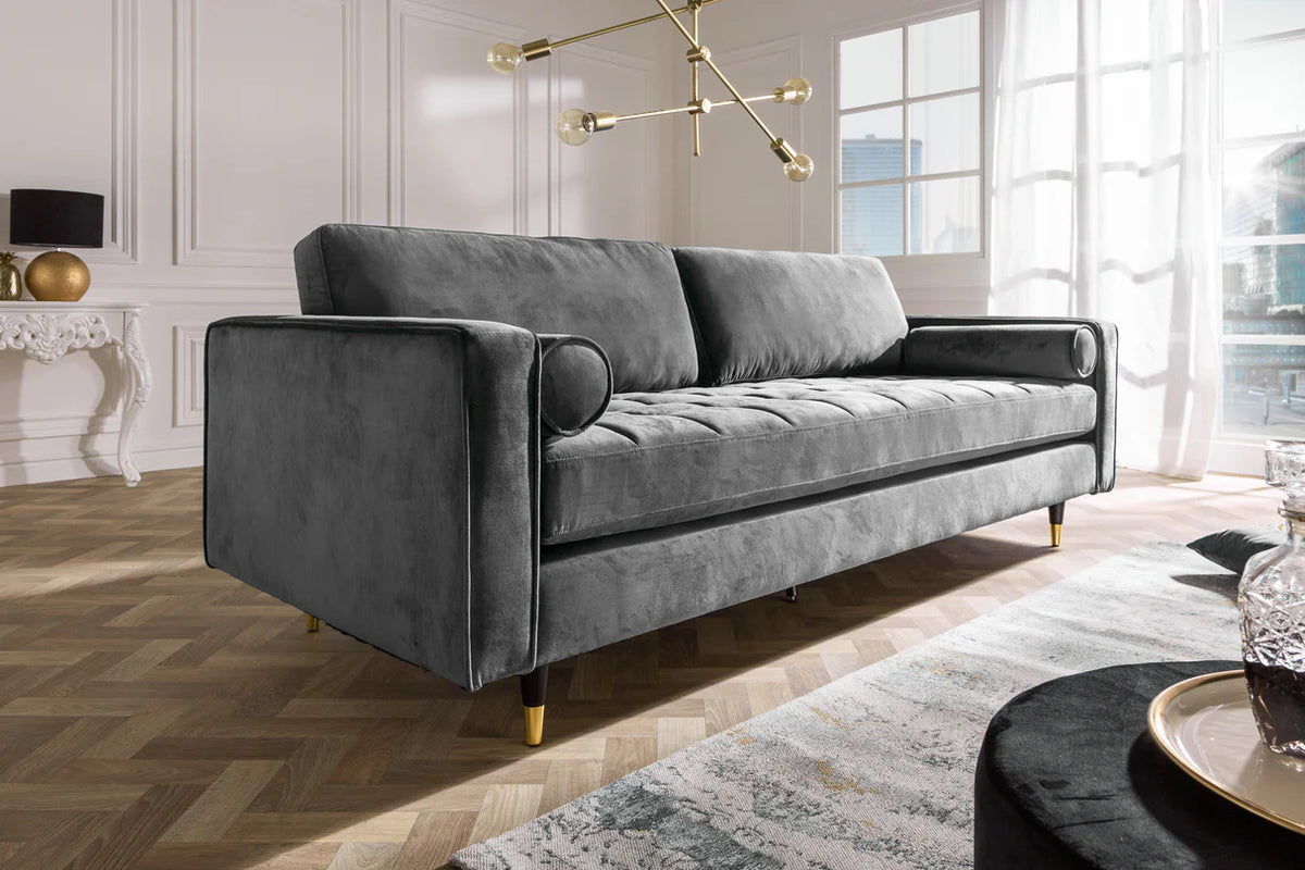
Canapé 3 places en velours « Cozy Velvet » - Gris