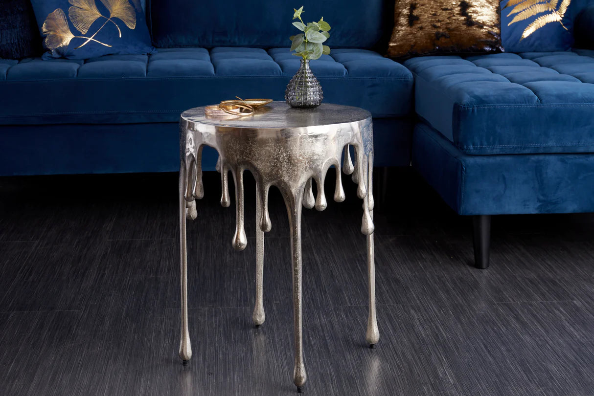 
"Liquid" Designer Side Table - Silver / Ø 37 / Height 51 cm