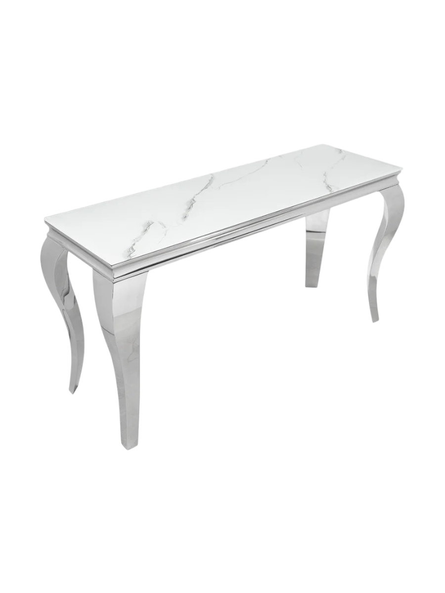 
Large Console Table "Modern Baroque" - Stainless steel / white marble look