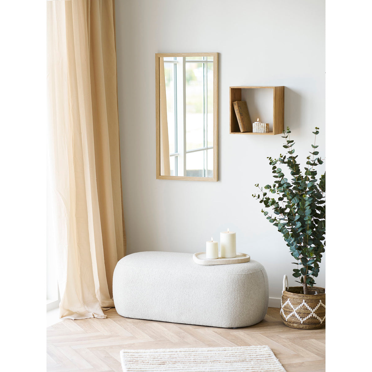 
Miroir mural rectangulaire « Scottdale » avec cadre en bois - 45 x 75 cm