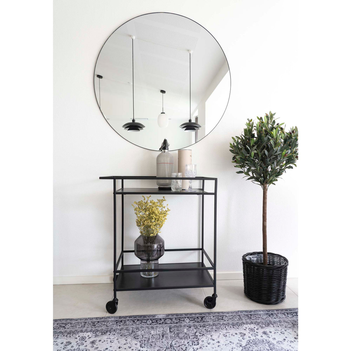 
Grand miroir mural « Jersey » - Noir / Ø 100 cm