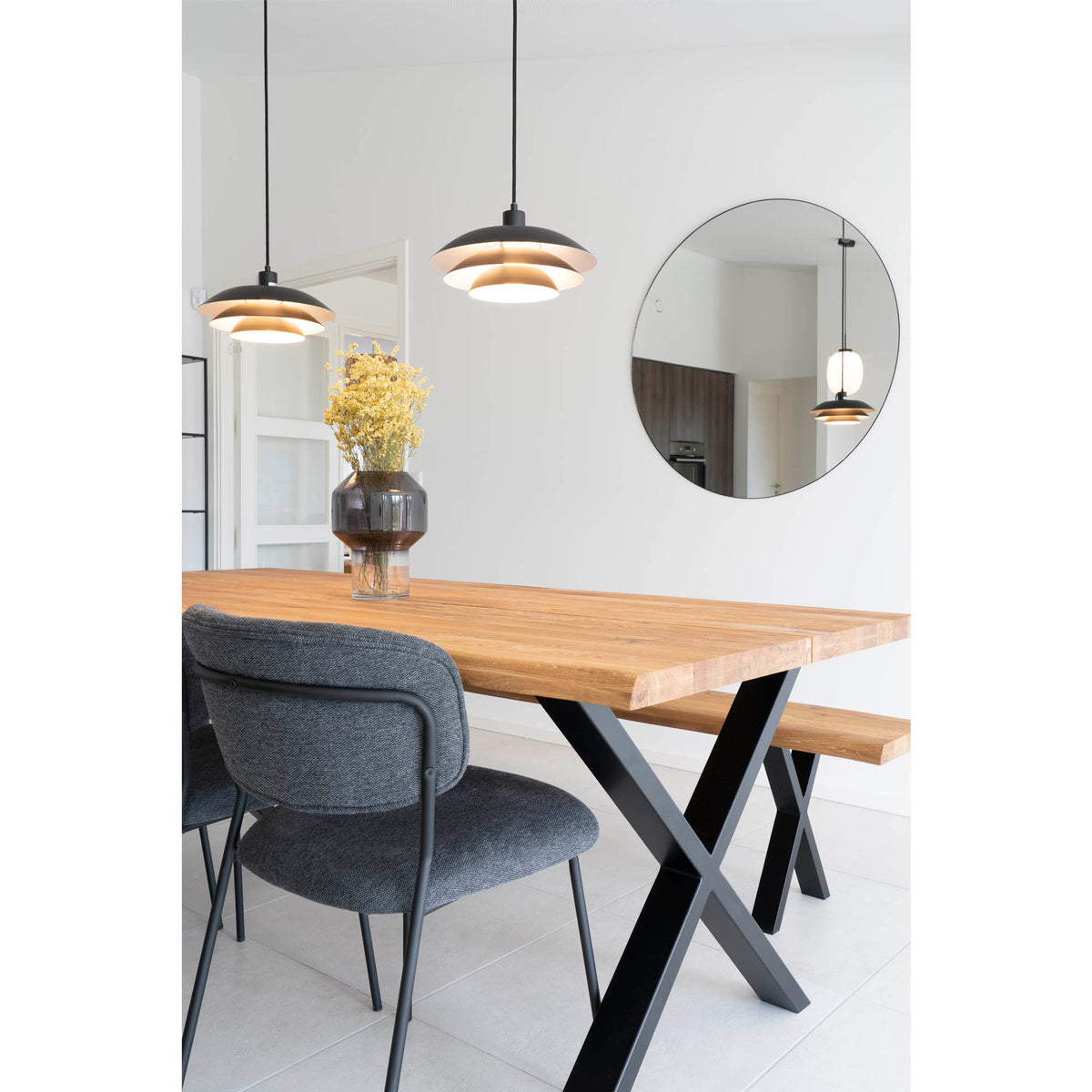 
Grand miroir mural « Jersey » - Noir / Ø 100 cm