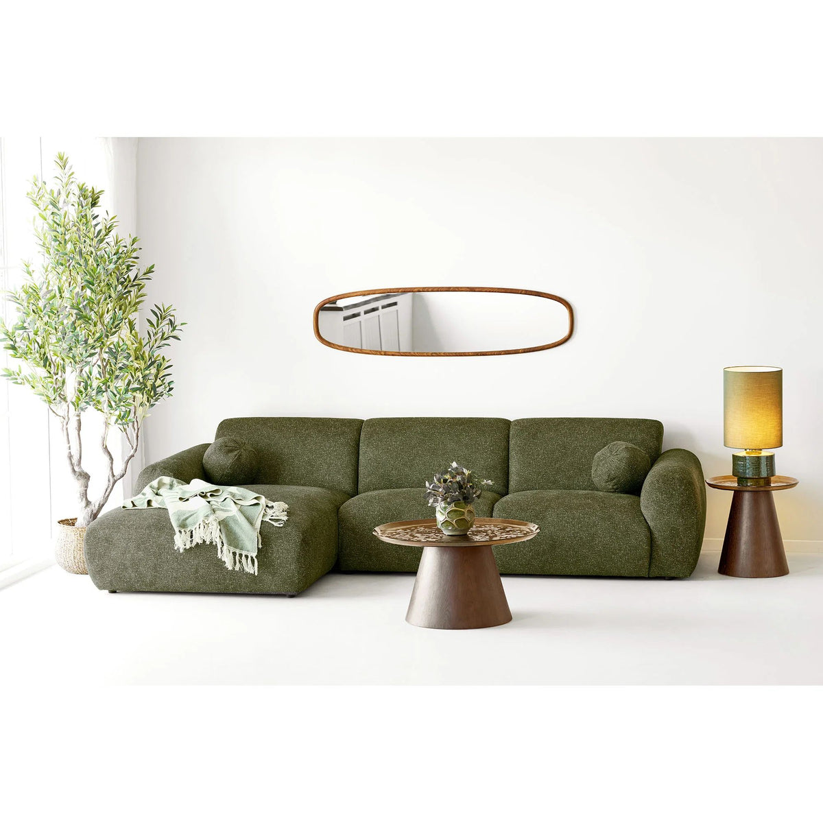 
Specchio da parete di design «Luxon» con cornice in legno - 40 x 150 cm