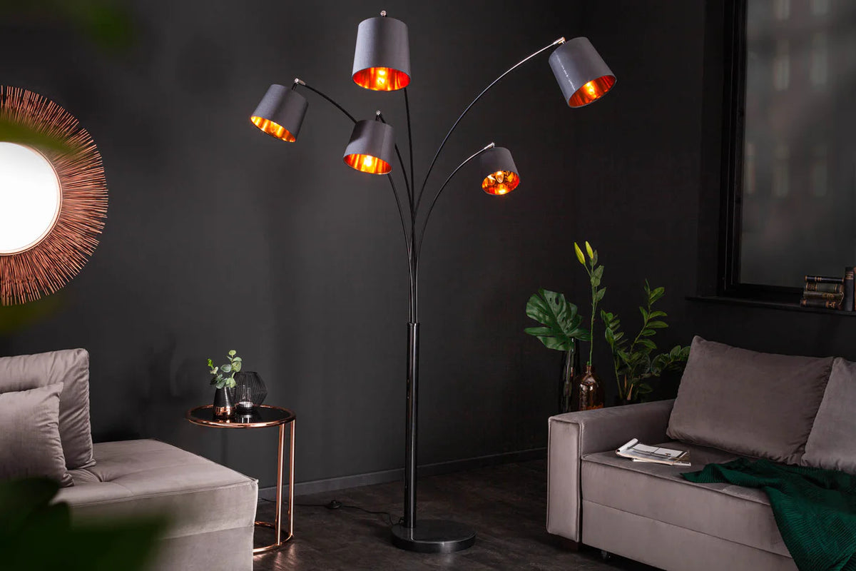 
Flexible Design Floor Lamp "Levels" with Marble Base - Black/Gold