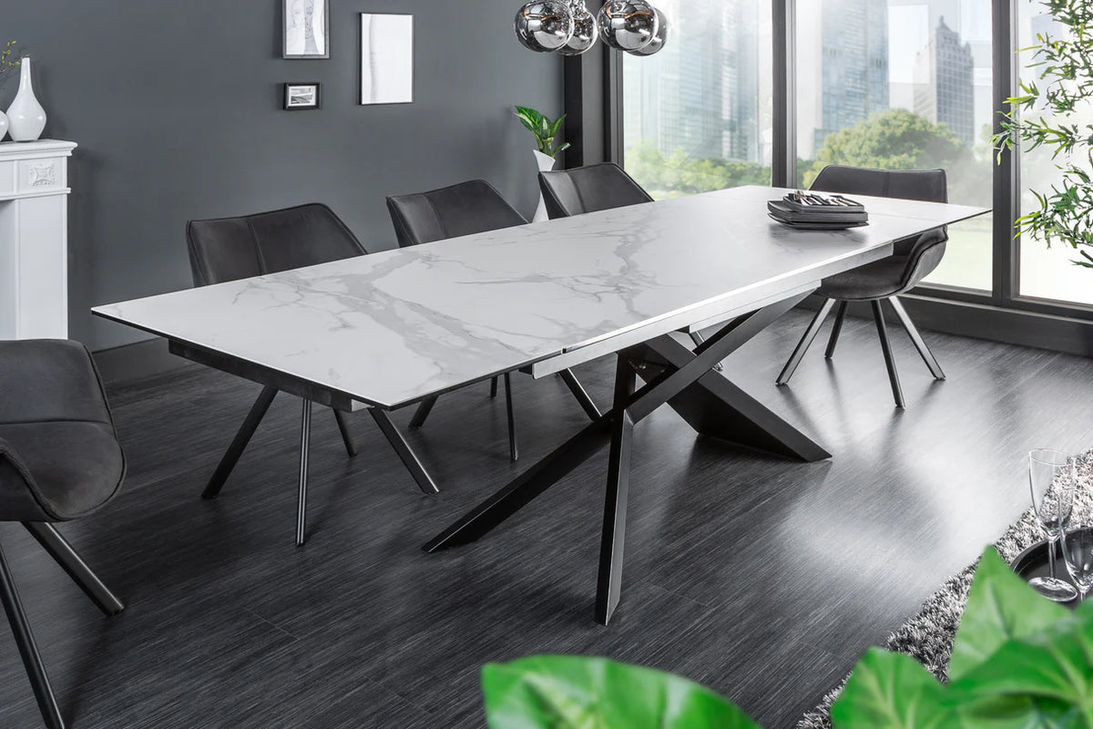 
Tavolo da pranzo allungabile di design „Elefantis“ in ceramica 180-220-260 x 90 cm - effetto marmo chiaro