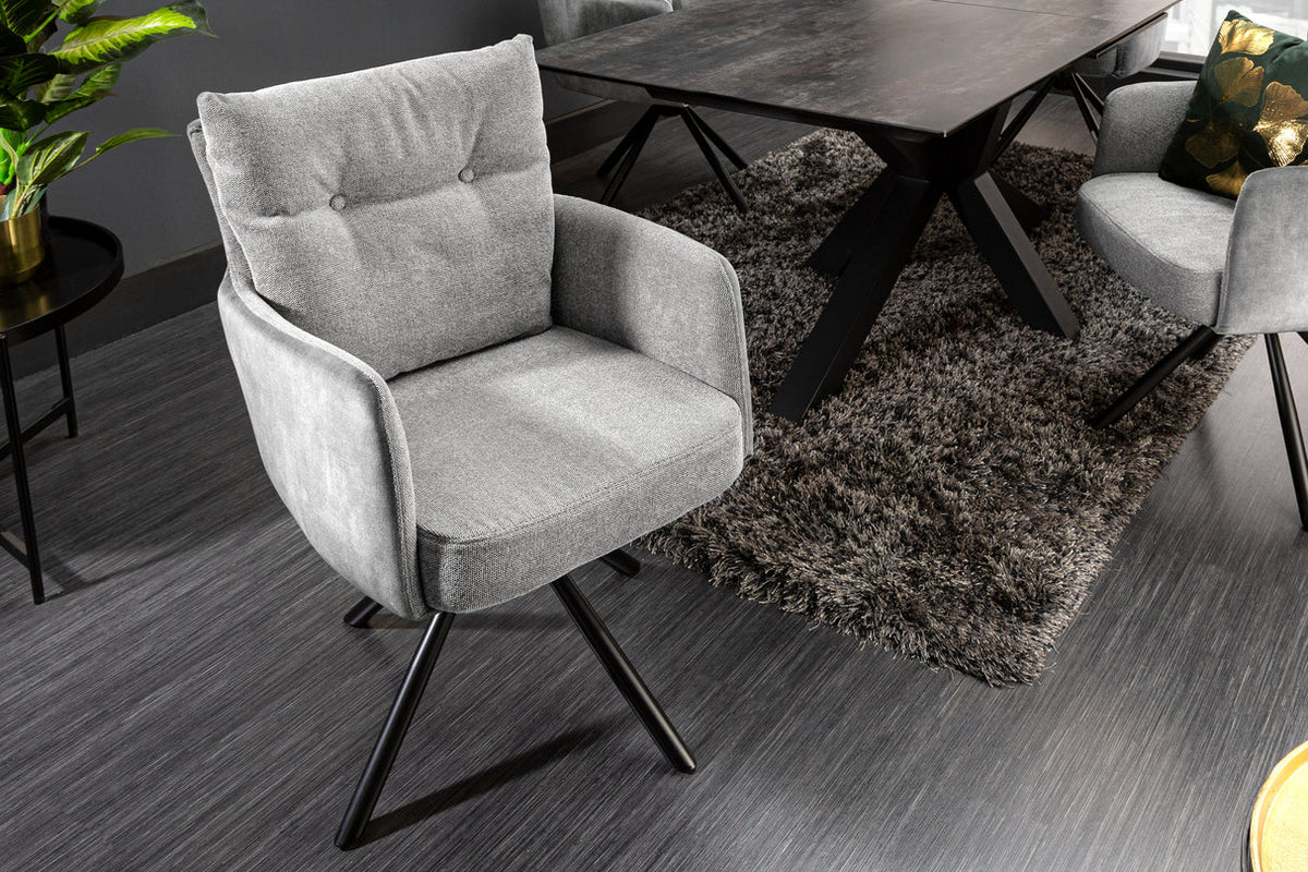 
Sedia con braccioli girevole a 360° «Big Nevis» - Tessuto piatto/Velluto Grigio chiaro